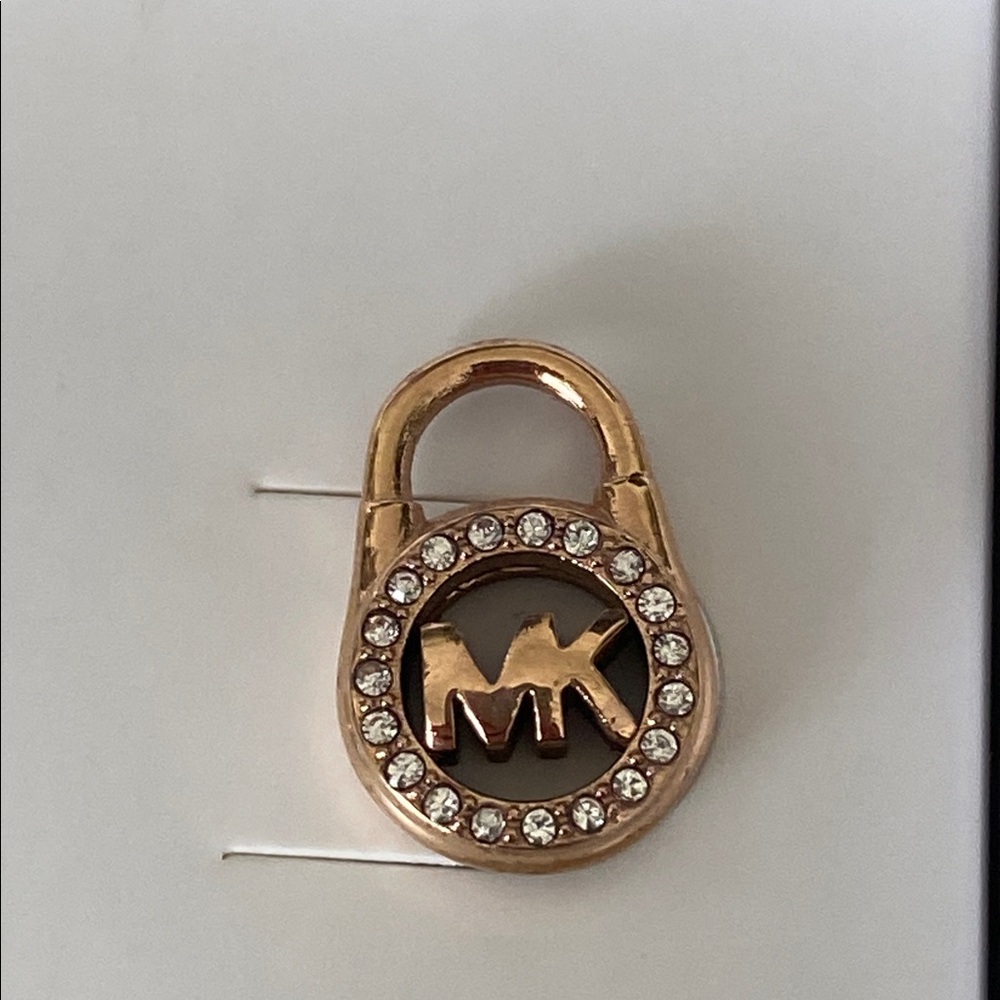Michael Kors Rose Gold Padlock Logo Crystal Stud Earrings - Picture 12 of 12